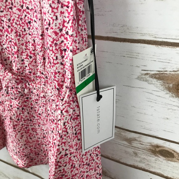 1.State Floral Ditsy Cross Front Peplum Blouse - Picture 4 of 8